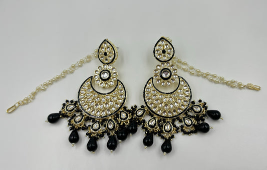 Black noor chandbali earrings